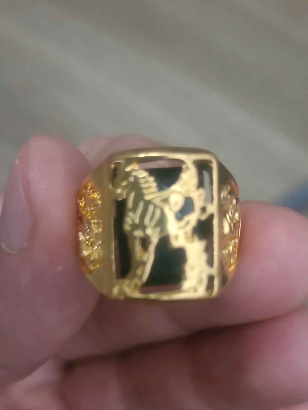 Gold-Tone Wide Shield Men's Statement Ring